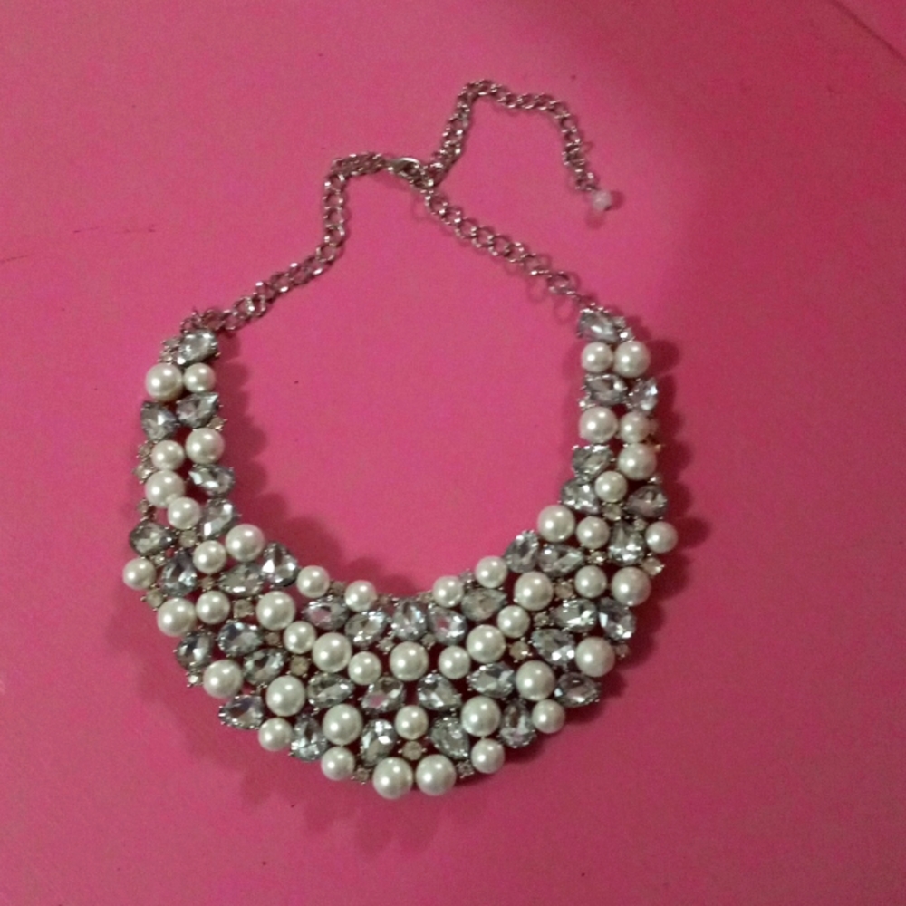 Rhinestone and Pearl Necklace